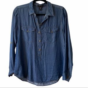 3/$15 - Charlotte Russe Medium Wash Denim 3/4 Sleeve Shirt